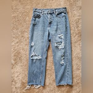 Old Navy Blue Boyfriend Jeans Distressed Style